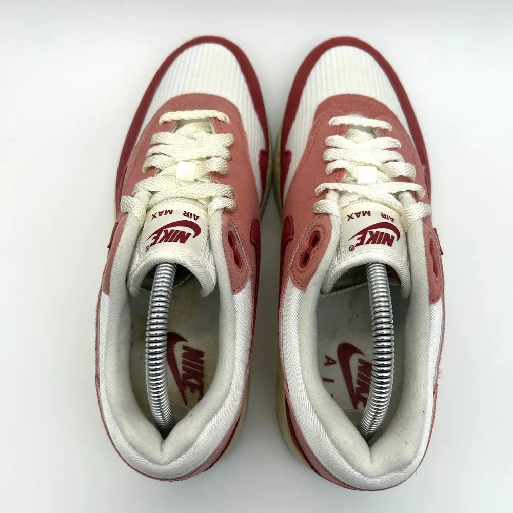 Nike Air Max 1 Shoes Womens 10 Pink Red Stardus Suede Mesh Retro Sneakers